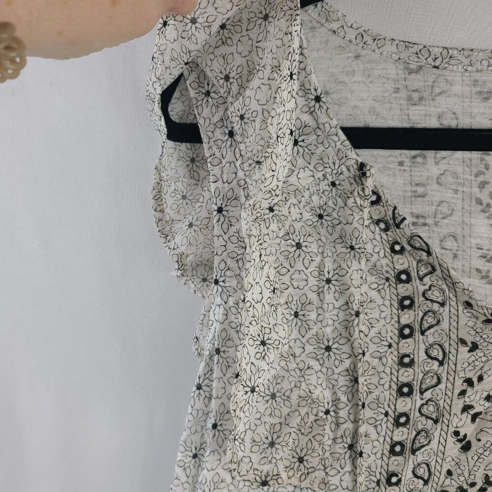 Lucky Brand Womens Ruffle Sleeve Floral Printed Top Small - Picture 4 of 9